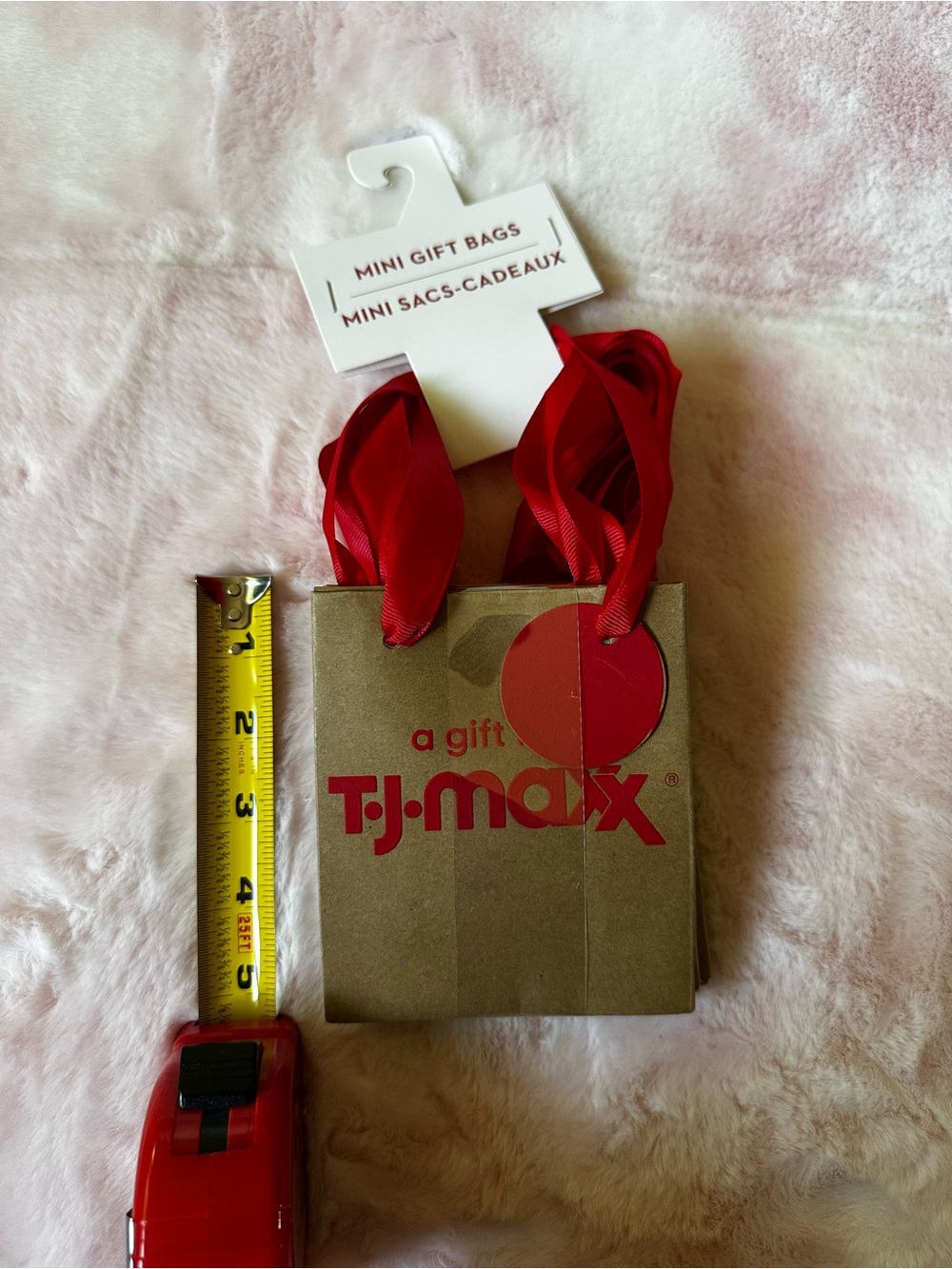 Set of 6 TJ Maxx Kraft Gift Bag with Red Logo and Handles